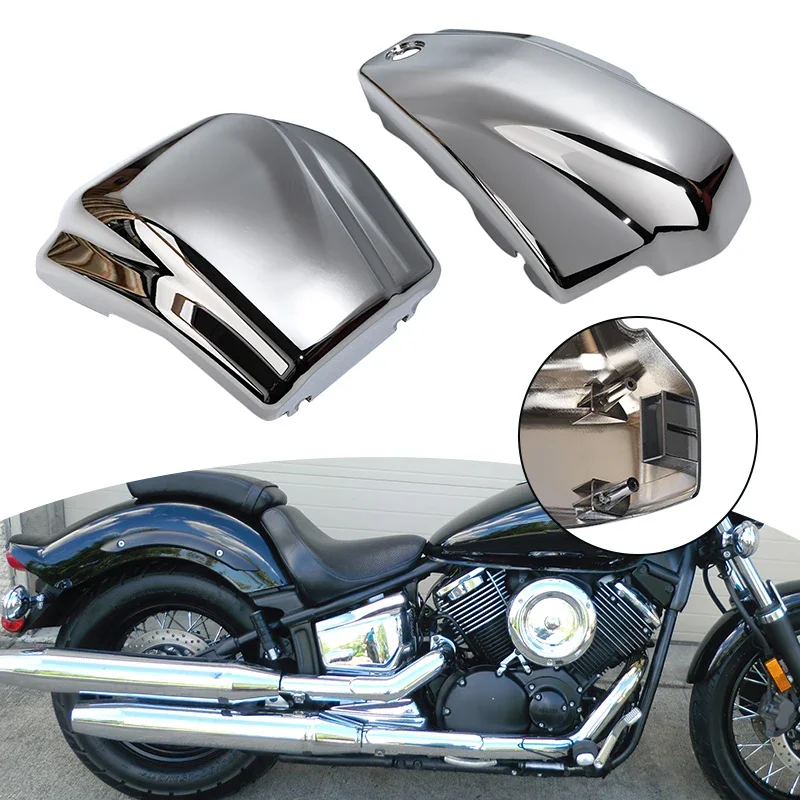 

Motorcycle Chrome Battery Sdie Covers Left Right Fairing Guard For Yamaha Dragstar V-Star XVS1100 Classic Custom 1999-2011 2010