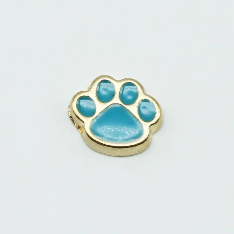 Mix Color 20pcs Dog Paw Floating Charms Living Glass Lockets Bracelet Diy Jewelry Accessory