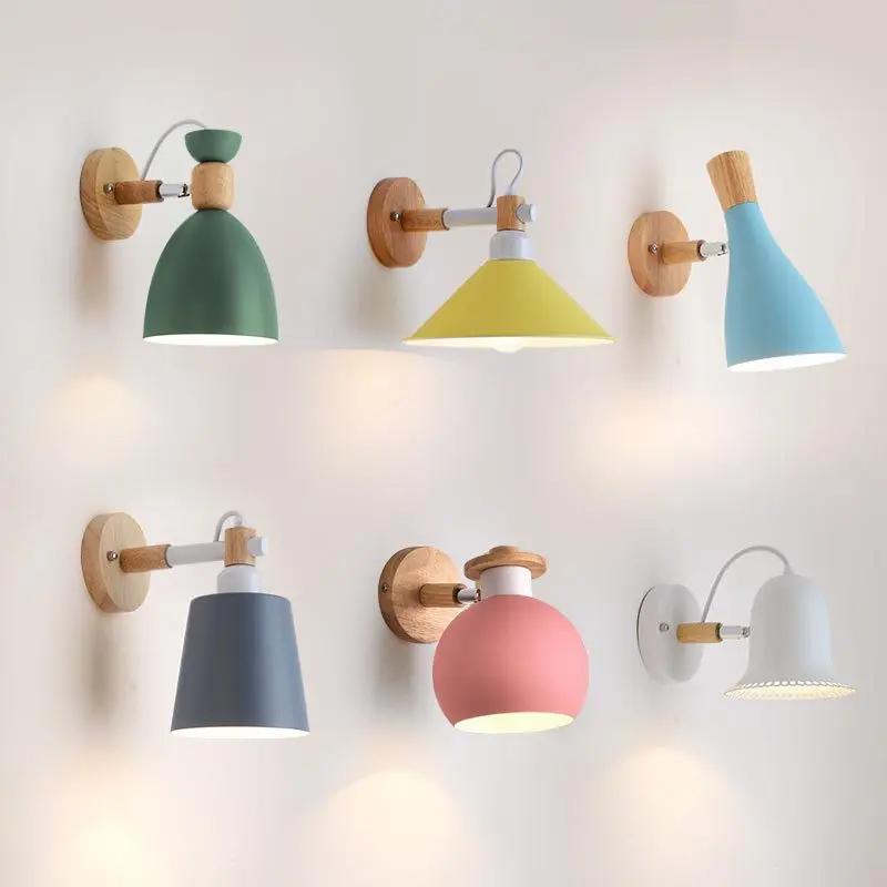 

Hotel Guest room Wall Lamps Bedroom Modern Simple Living Room Aisle Background Wall Macaron Lights Nordic Bedside lamp