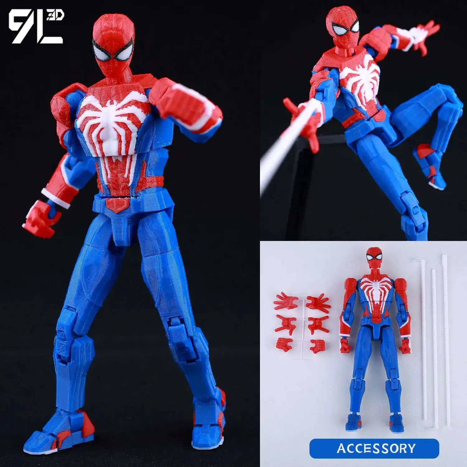 9L3D プリントヴェノムスパイダーマン Lucky13 Dummy13 アクション