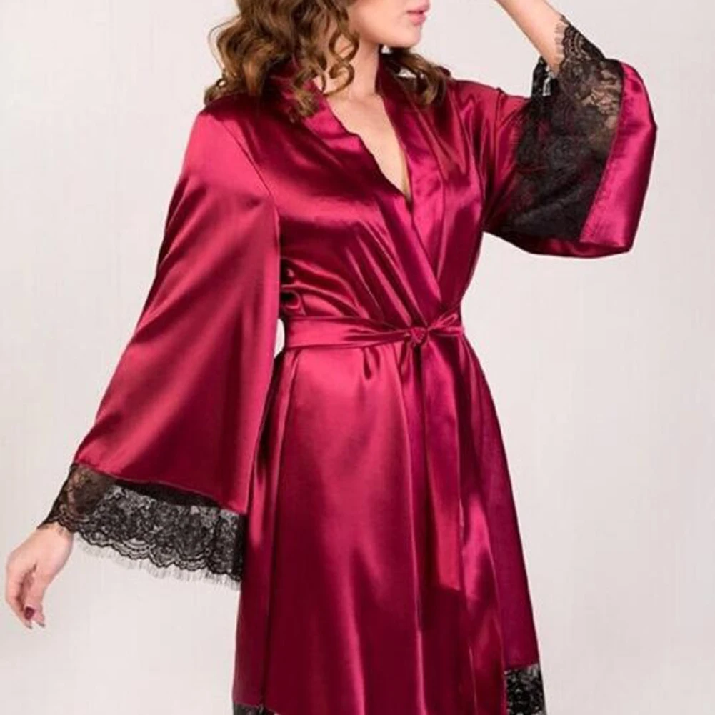 Женская одежда для сна, кружевная лоскутная одежда для сна, длинный халат, сексуальное женское белье, женская ночная рубашка, дышащее мягкое шелковое платье, женские пижамы