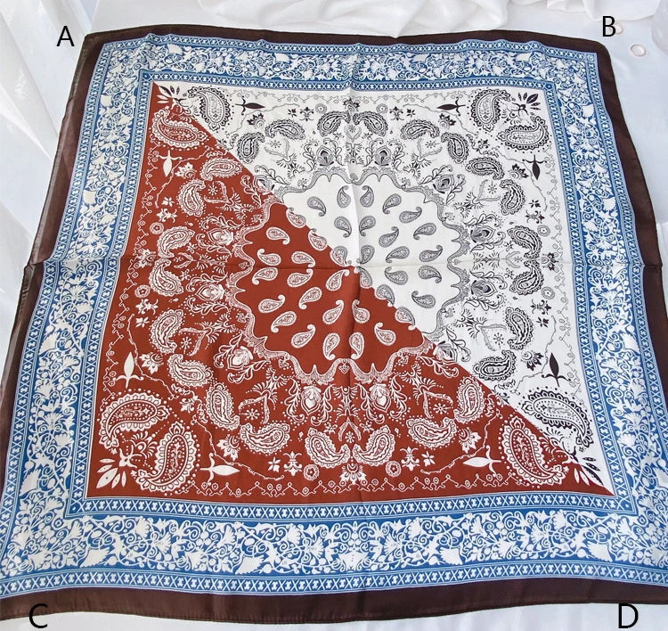 Paisley Print Seide Quadrat Schal Frauen Luxus Design 70*70 cm Weiche Satin Haarband Halstuch Büro Hijab Stirnband foulard Geschenk – Detail 2