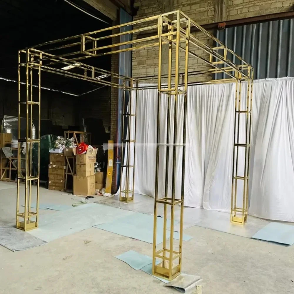 

Wholesale Gold Wedding Event Decoration Stainless Steel Square Background Wedding Supplies Party Background