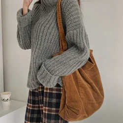 New Corduroy Shoulder Bag Reusable Shopping Bags Casual Tote Female Handbag Large Capacity Shopper Storage Bags for Women