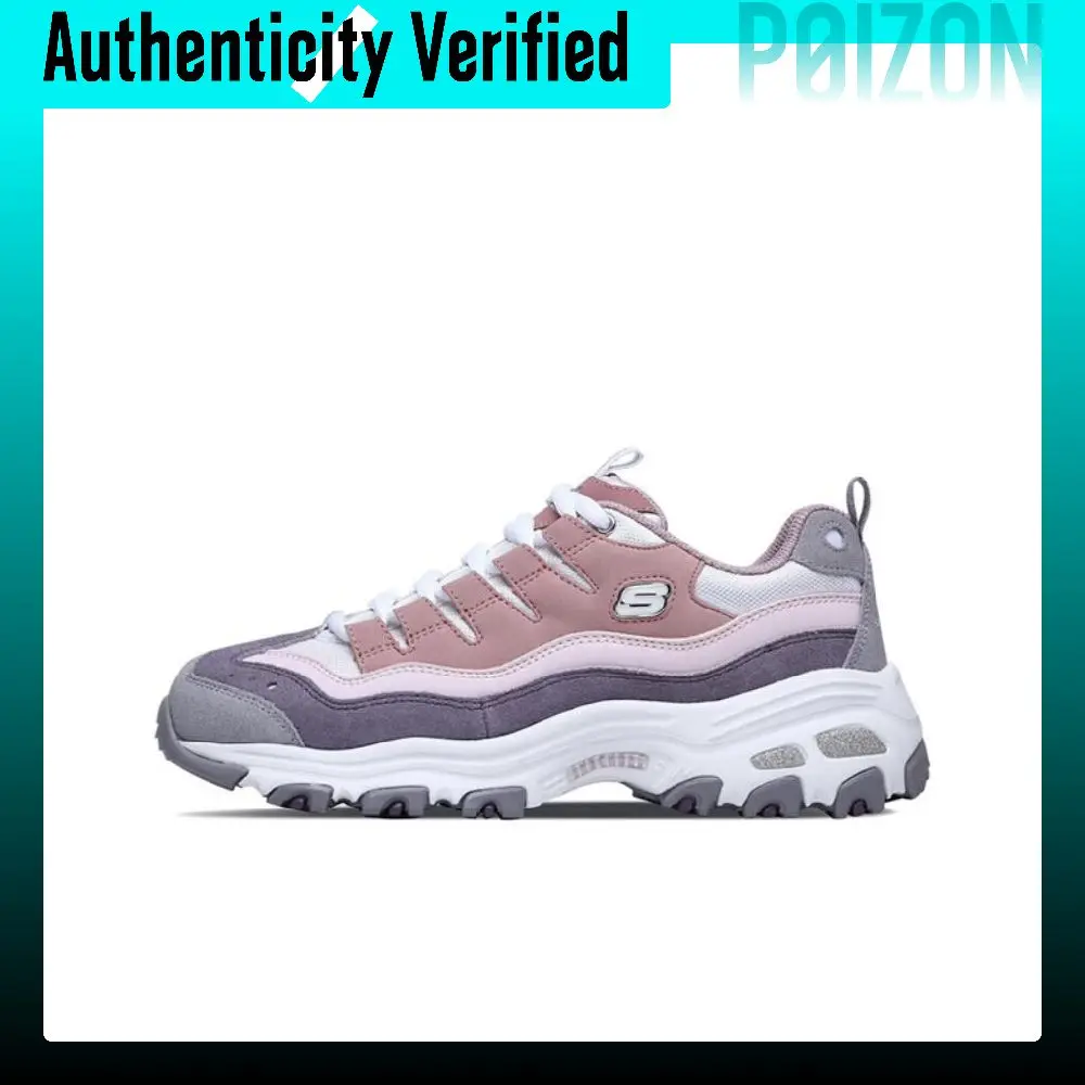 Skechers DLITES Abrasion Resistant Breathable Low top Casual Shoes Women's Pink Gray White 13141-PKPR