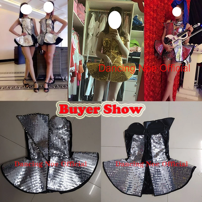 New Style Handmade Silver Reflective Lens Jazz Dance Costume Ds Sequins Light Stage Show Style Bodysuit Festival Outfit DN9330