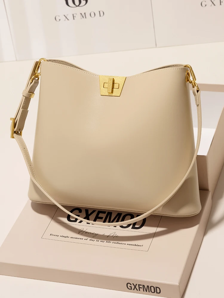 

Faionable Large Capaci Buet Bag Commuter Crossbody Bag Luxury Cowhide Single oulder Bag Trendy Tote Handbag