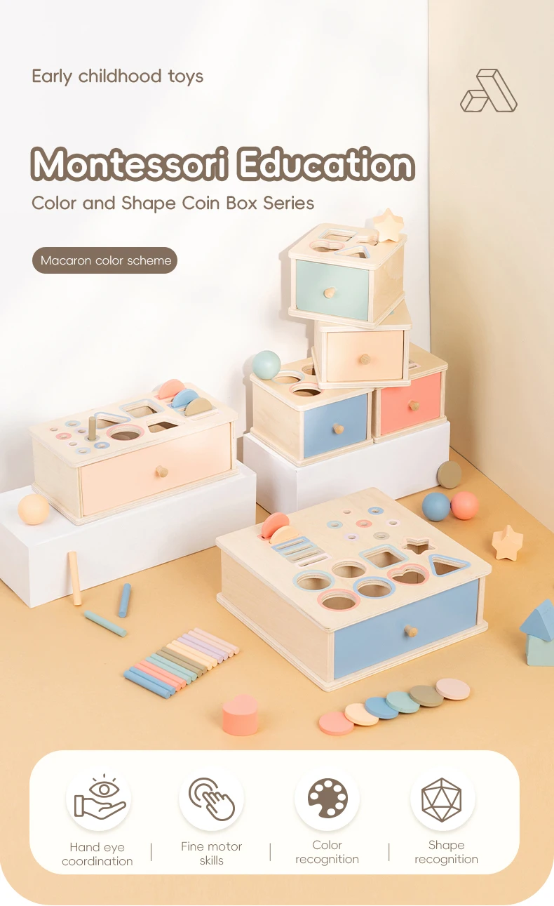 Holz Farbe Form Sortierung Spielzeug Schublade Box Beschäftigt Bord Passenden Spiel Feinmotorik Sensorischen Spielzeug Montessori Lernen Für Baby Geschenke – Detail 1