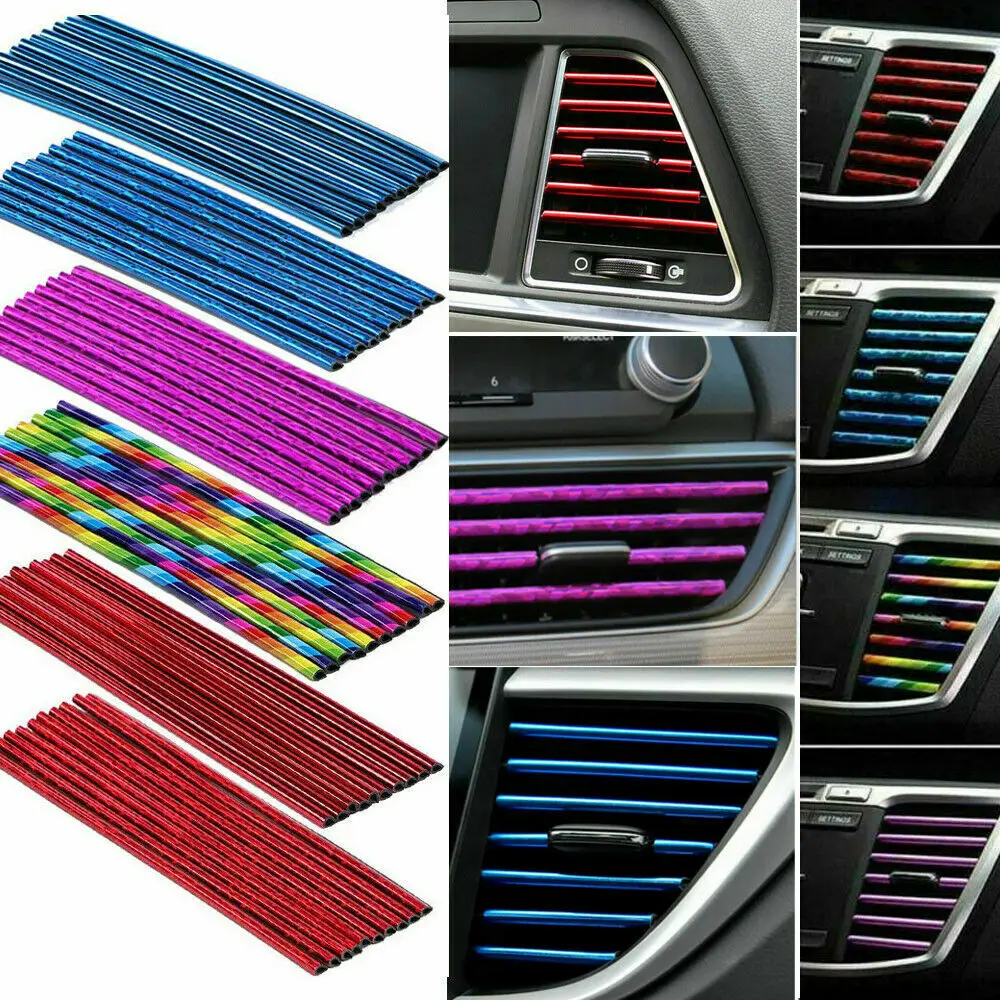 

10Pcs 20cm Universal Car Air Conditioner Outlet Decorative U Shape Moulding Trim Strips Decor Car Styling Accessories