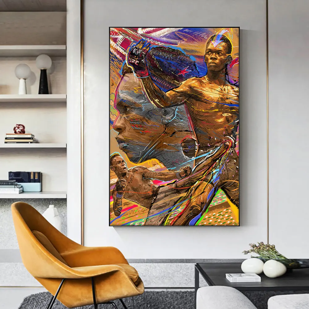 

Sport Graffiti Israel Adesanya Pose Poster Prints Wall Art Canvas Boxing Portrait Painting for Living Room Home Wall Decoration