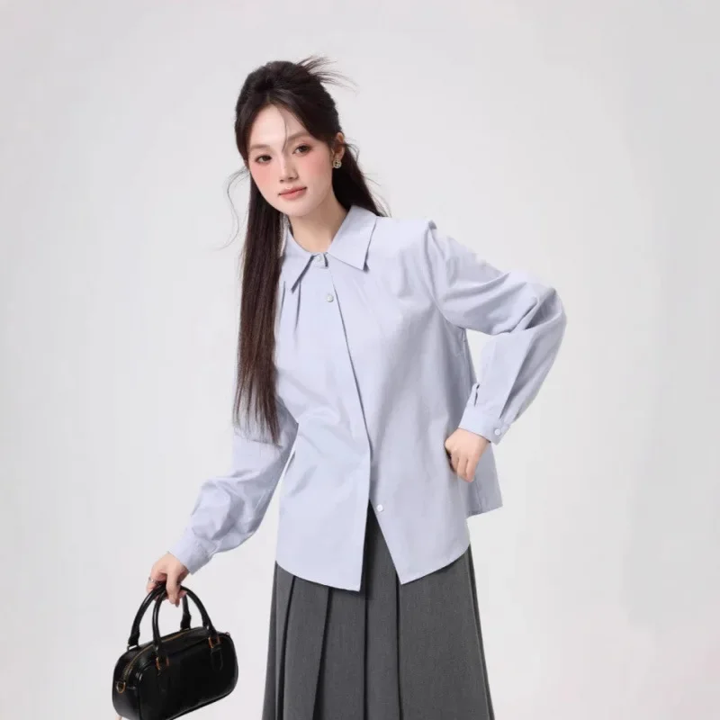 

Новая женская рубашка с длинным рукавом, коллекция ранняя весна 2025, в иностранном стиле, для офиса, универсальная.