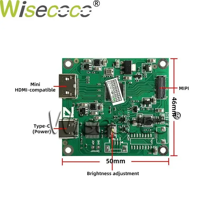 Wisecoco-Circular Painel Módulo LCD, Tipo-C Driver Board, Tela Redonda, Tela IPS, TFT, LCM, 4 