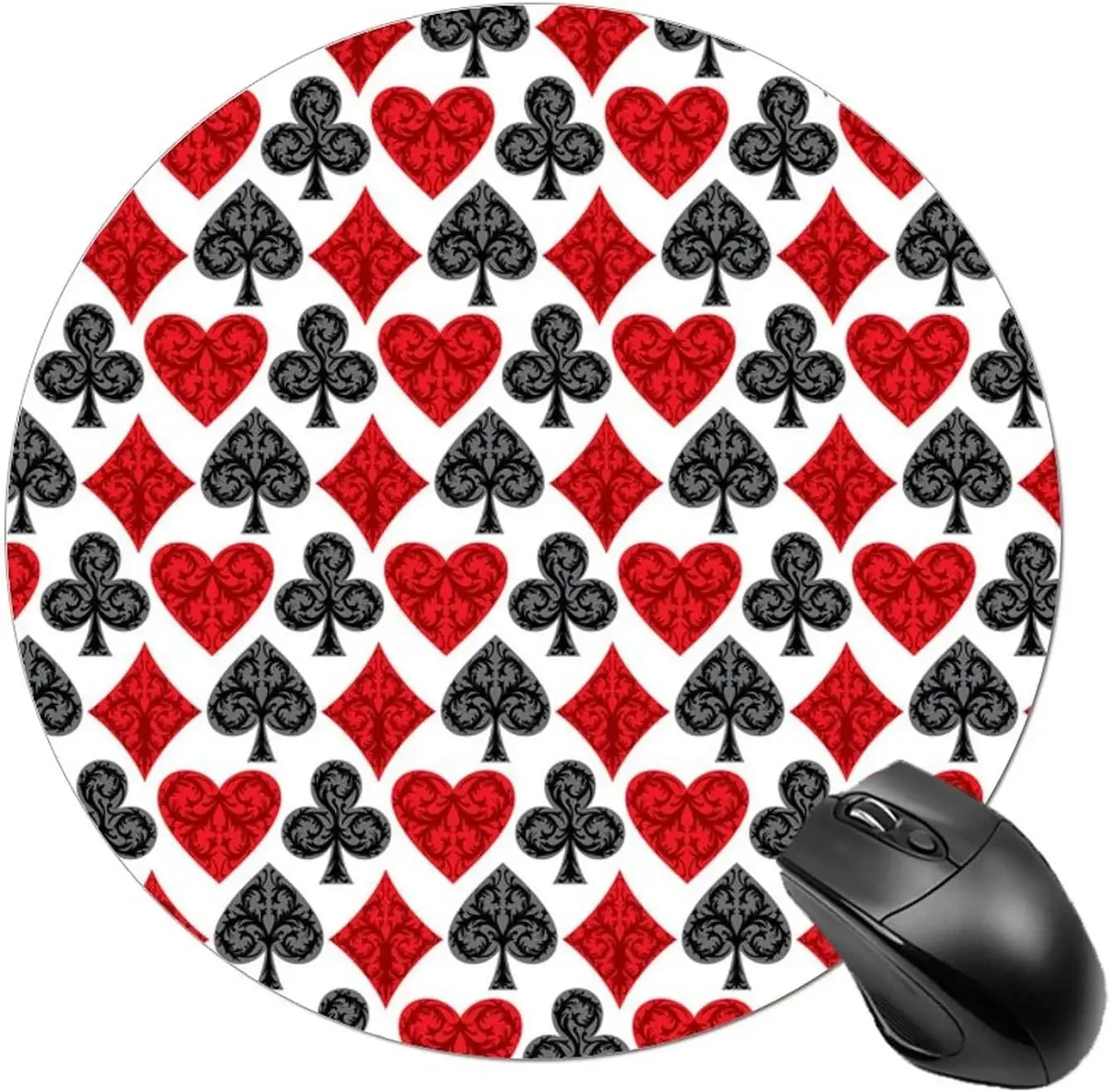 Playing Card Poker Round Mouse Pad Cute MousePads Non-Slip Mouse Mat for Laptop Computer Work Office Home 7.9x7.9 Inch