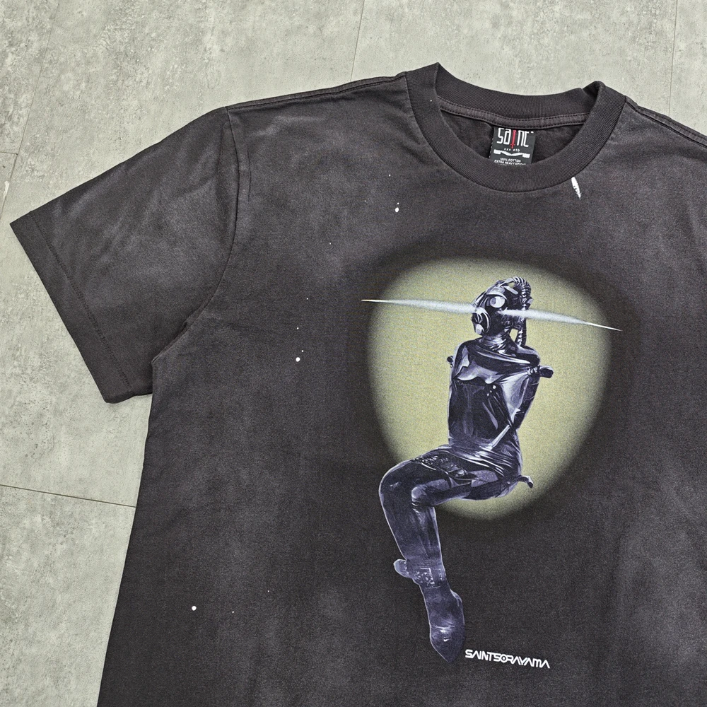 Yao Fashion Saint OF Michael 25SS Casual Tops Vintage Graphics Print Tee Luxury T Shirt