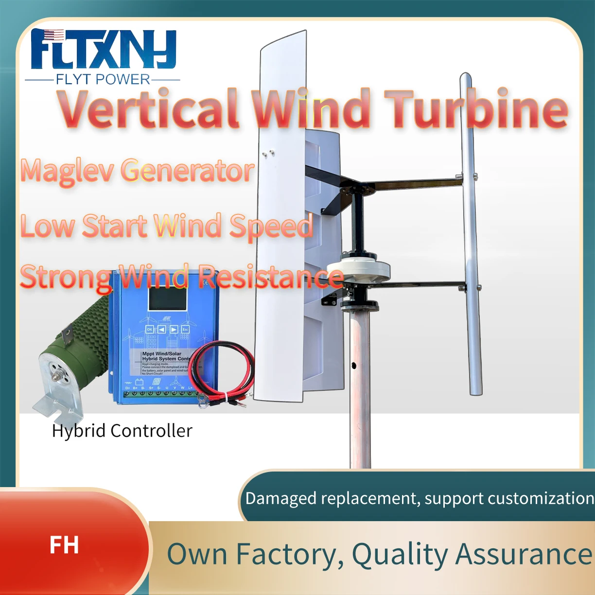 20kw Vertical 250 RPM Wind Generator 24V 48V 96V 120V 3 Phase 50HZ 3 Blades No Noise Home Use Wind Turbine