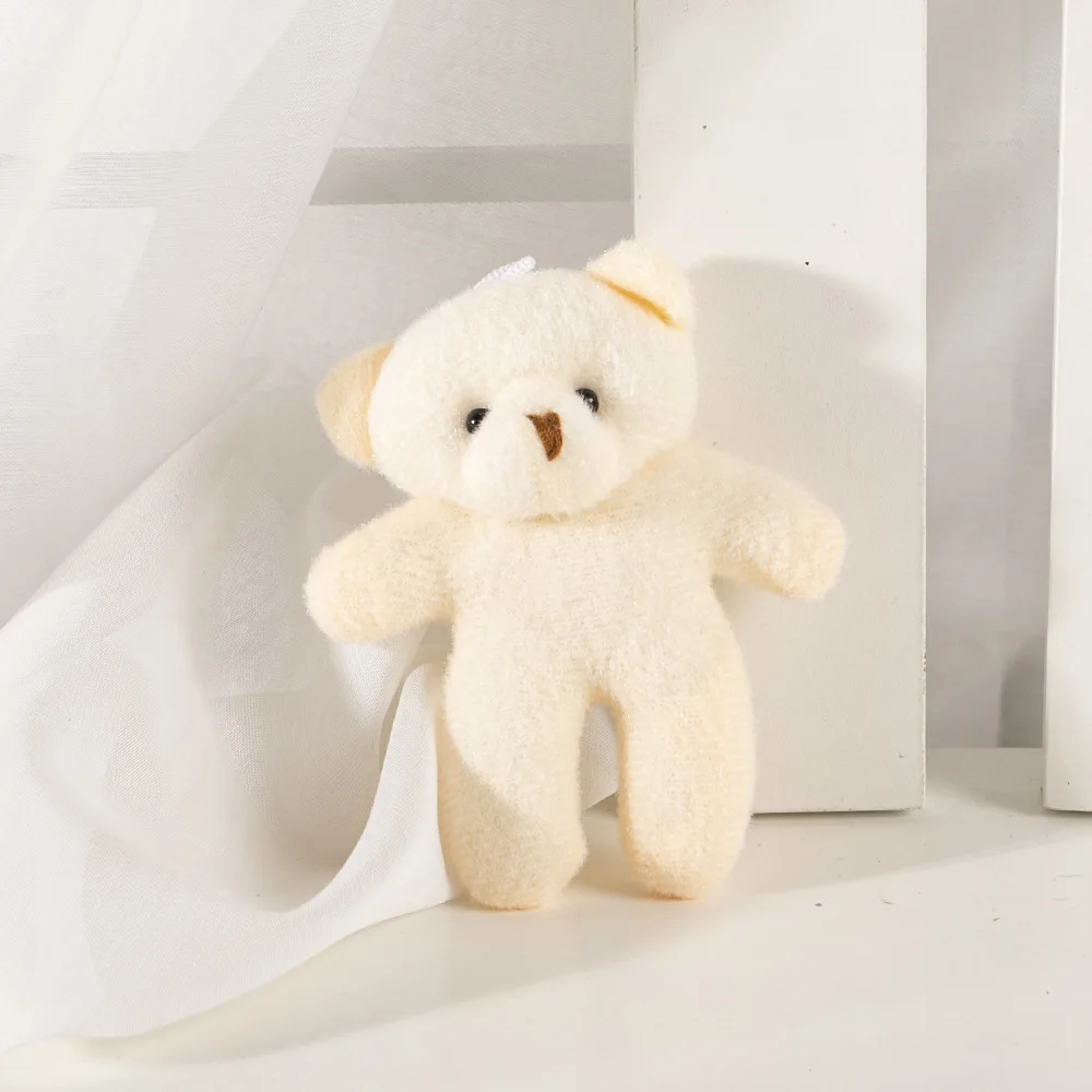 10PCS 12cm Little Bear Plush Toy Teddy Bear Doll Pendant Keychain PP Cotton Plush Toy Doll Toy Gift