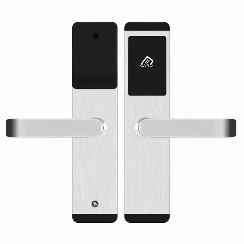 Stainless Steel Electronic Smart RFID Card Hotel Lock on Wooden Door