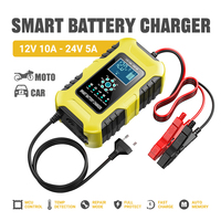 Professional 7-Stage Car Battery Maintainer 12V/24V 10A/5A Output LCD Screen Portable For AGM/GEL/Wet/LiFePo4 Truck/Motorcycle