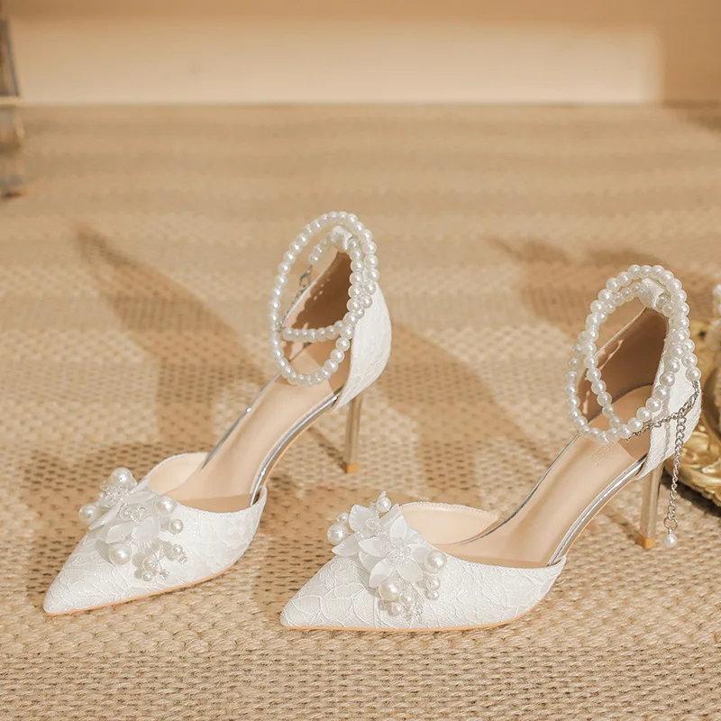 

Wedding Shoes Bridal Wedding Dress Shoes French High Heels Women's Lace Wedding Dress