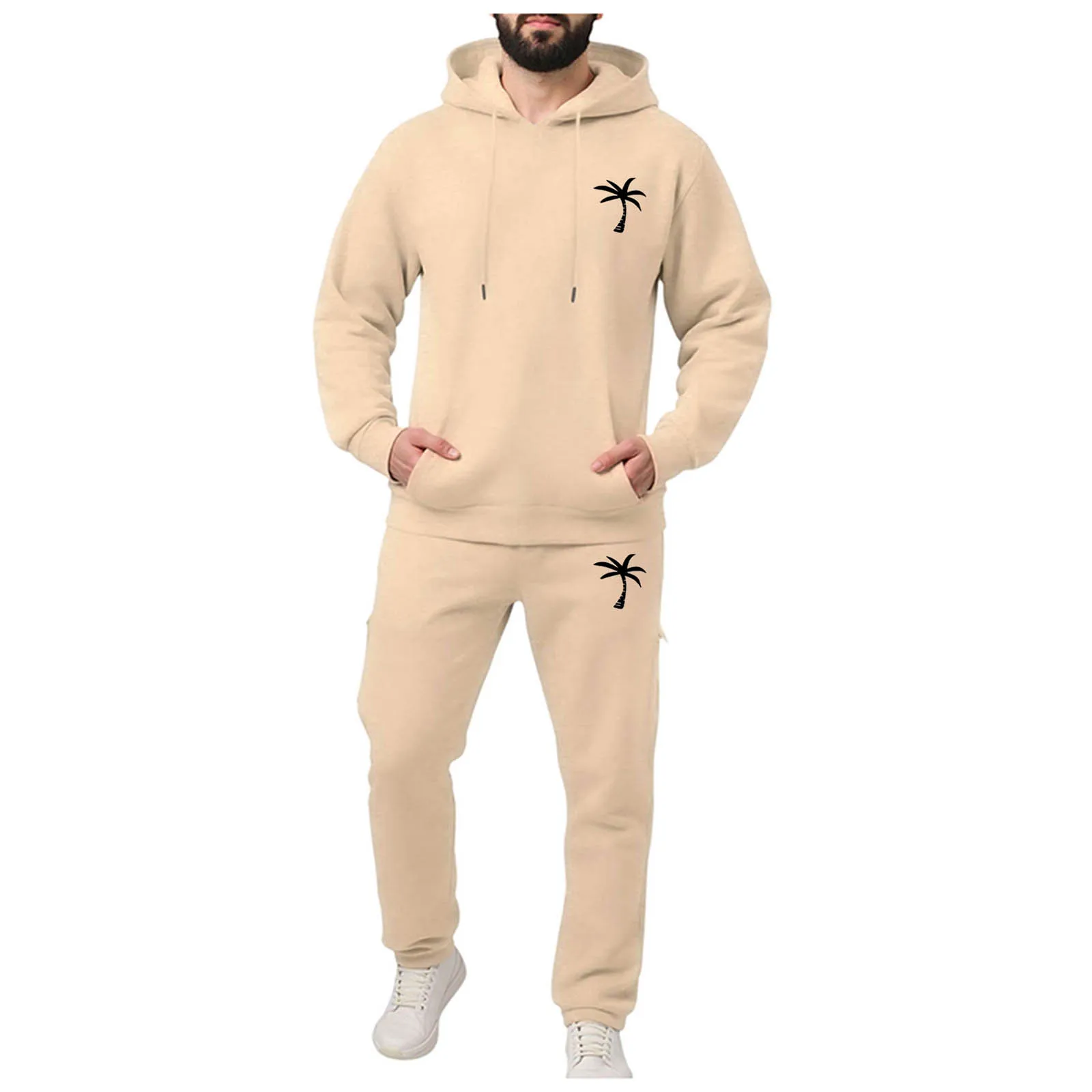 رجل سترة فستان أطفال مع سروال داخلي الرجال عادية قطعتين جوز الهند مطبوعة رياضية هوديي و Sweatpants اللياقة البدنية رجالي الدعاوى 48 عادية #2