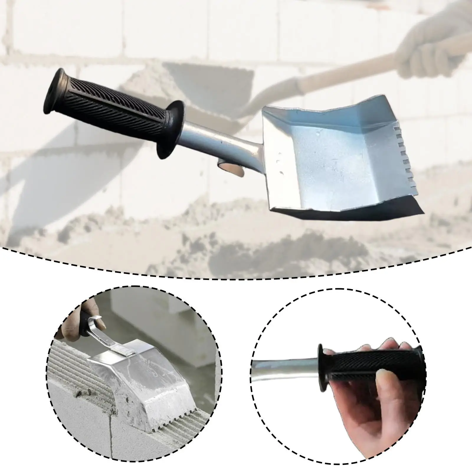 

Cement Bucket Scoop Brick Trowel Metal Bowl Notched Heavy Duty Spade