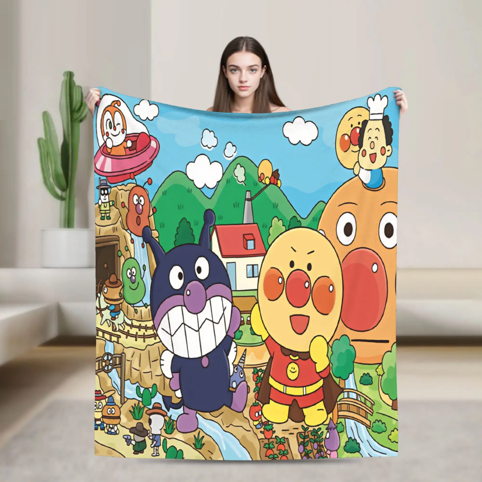 Anpanmans  Plush Blankets Girls Boys  Flannel Bedding Throws For Couch Chair Warm Design Quality Bedspread Gift Idea