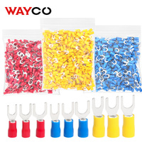 500PCS Fork Crimp Terminal M4/M5/M6 Spade Plugs Pre-insulated Ferrules Lugs For Splice Electricals Cable Wire End Connectors