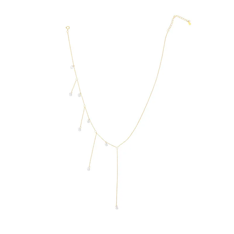

925 sterling silver Galaxy bright zircon necklace, women's light luxury simple long fringed collarbone chain