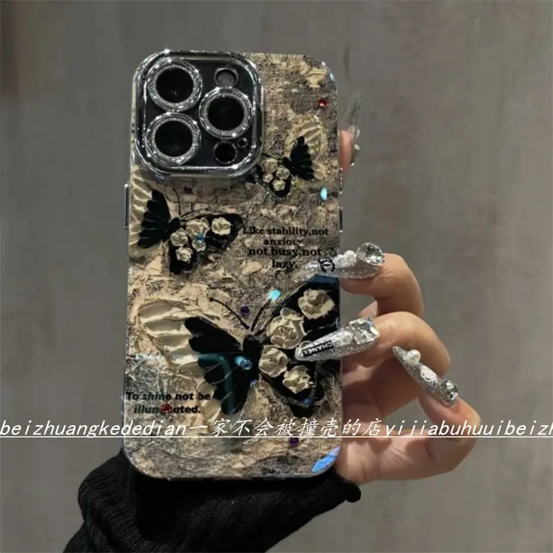 Vintage Dot drill iPhone15promax phone case iPhone14 influencer iPhone11 Fall resistant iPhone12 Glitter iPhone13