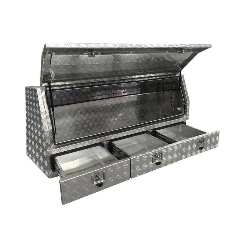 

Silver Aluminum Storage Toolbox 3 Slide Out Drawer System
