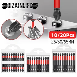 10/20PCS Impact Magnetic Batch Head Non-Slip PH2 Cross Screwdriver Tip Drill Bit Set High Torque Hard Screw Alloy Steel 25/50mm