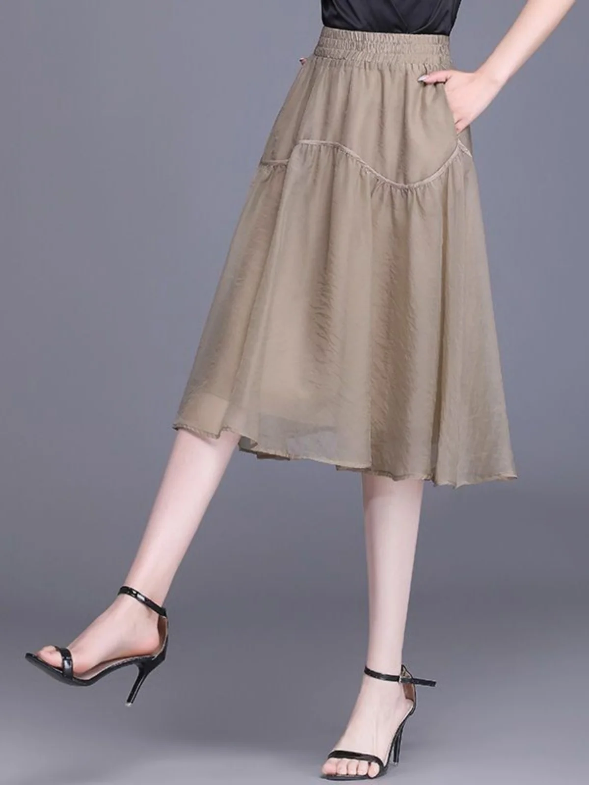 summer-mesh-skirt-high-waist-slim-a-line-midi-thin-pocket-handkerchief-casual-style-pure-color-2024-new-spring-fashion
