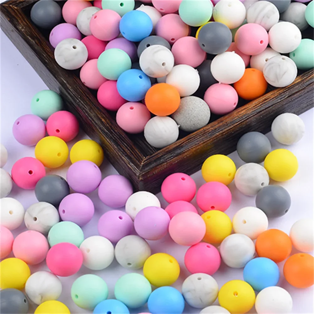 50/100Pcs Silicone Random Colors Ball Heart-Shaped Star Beads Food Grade for Newborn Diy Pacifier Chain Necklace Accessories