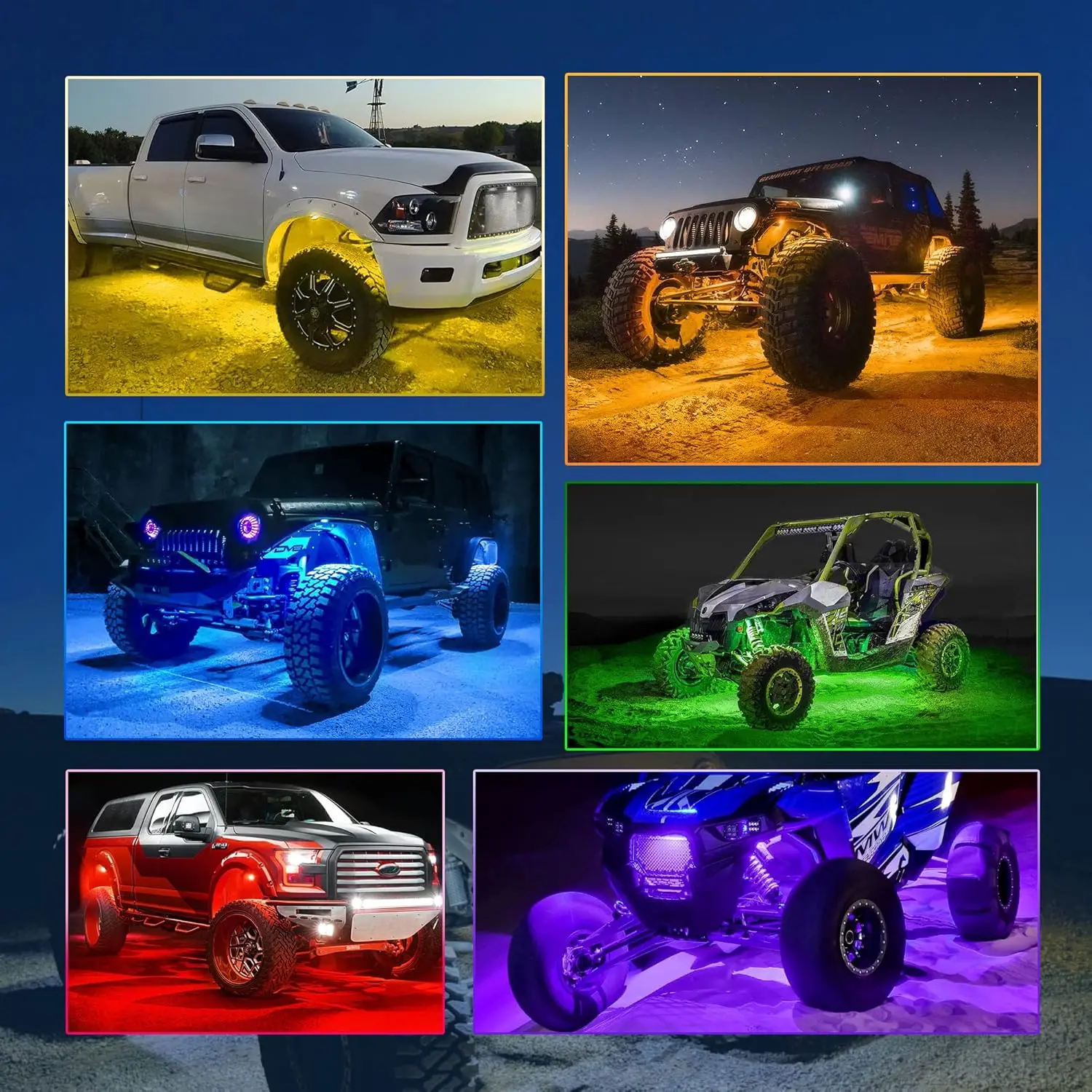 YiLaie RGB Rock Lights Underglow Wheel Lights kit IP68 with App & Remote Control Music Sync High Bright Pod Light for Pickup SUV