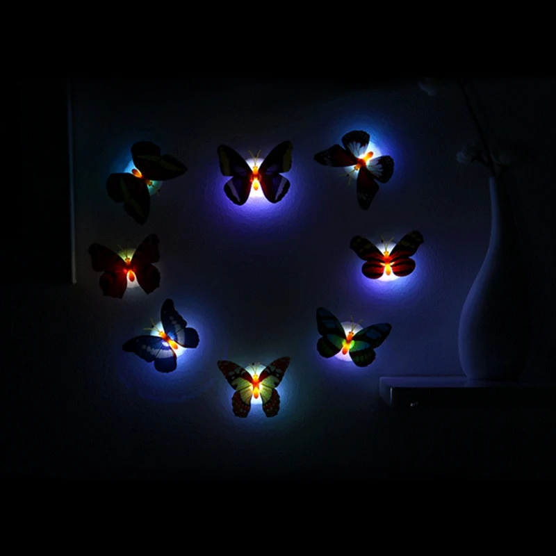  Butterfly Night Light Creative Colorful Glowing Butterfly Light Stickable Diy LED House Decorative Wall Lights Random Pattern