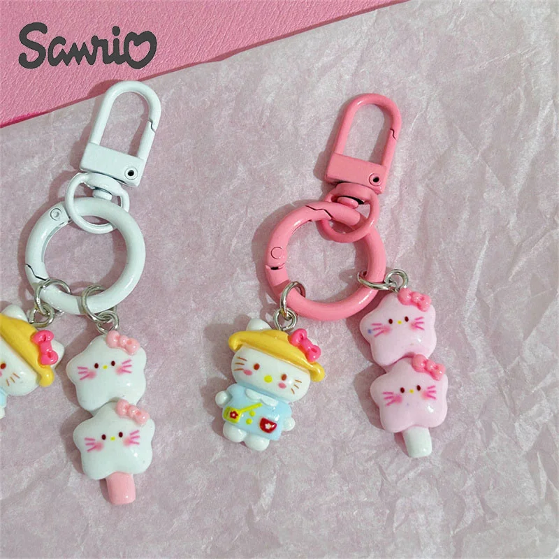 Sanrio Hello Kitty Model Pendant Keychain Children Anime Toys Keyring Sweet Girls Star Kitty Keychains Cute Women Birthday Gifts