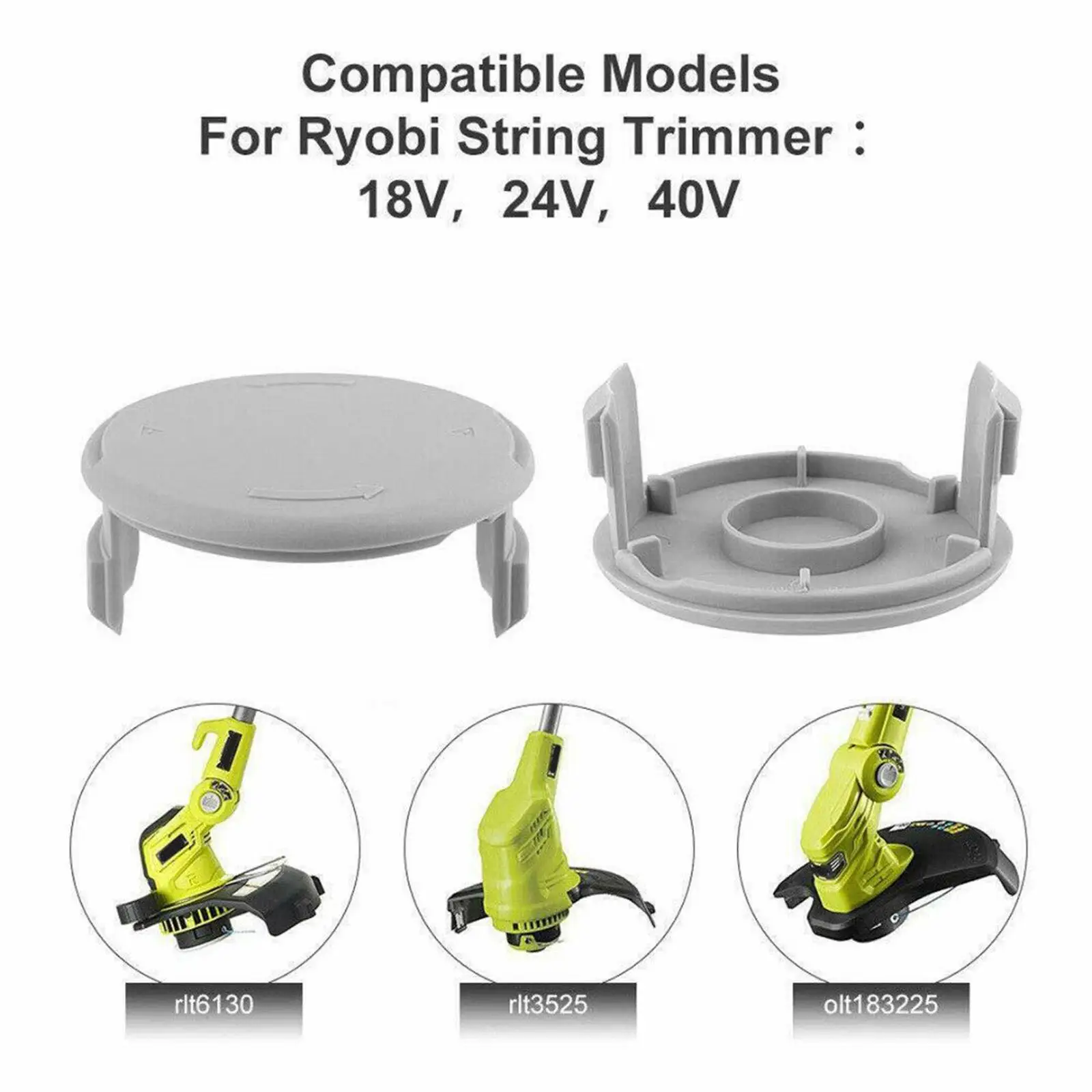 Replacement Spool Cover Durable Plastic Trimmer Cap Weed Eater Strimmer Edger Outdoor Lawn Care for Ryobi 18V 24V 40V