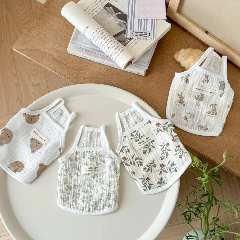 

Dog Floral Suspenders Summer Cat Puppy Clothes Pet Sleeveless Sun Undershirt Thin Anti Hair Yorkshire Teddy T-shirt