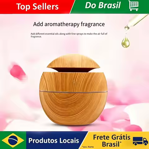 Mini Difusor de Óleos Essenciais Ultrassônico USB com Efeito Madeira, Umidificador de Ar Portátil para Aromaterapia para Uso Doméstico e no Escritório