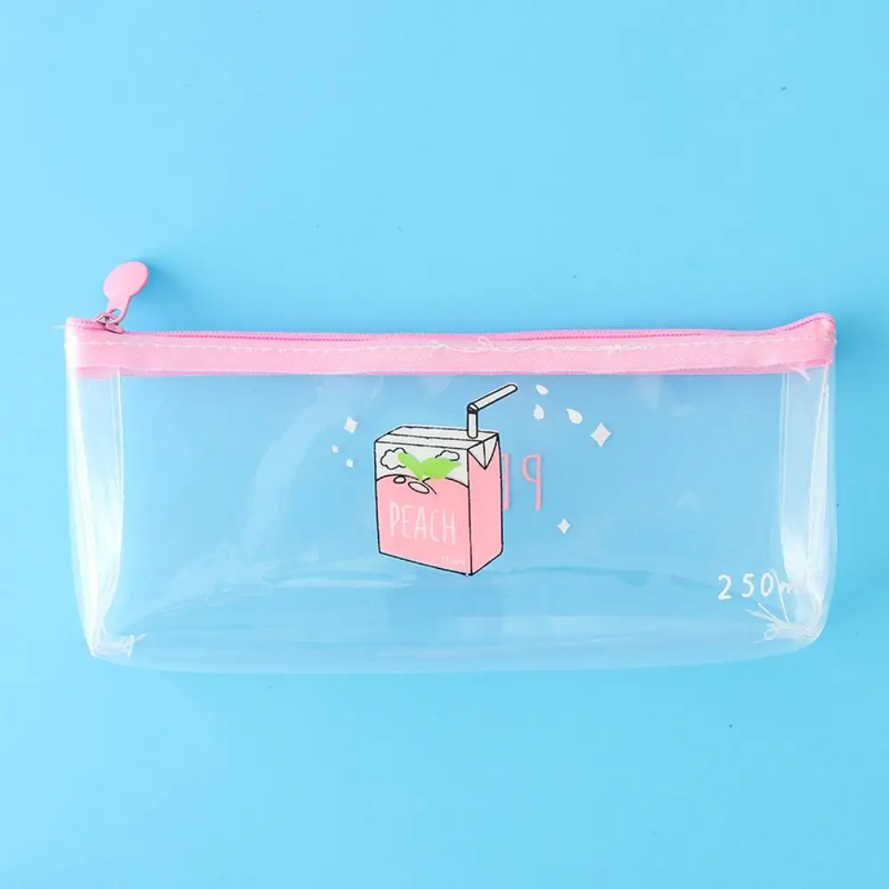 Portable Waterproof Transparent Pencil Bag Cute Large Capacity Pencil Case PVC Refreshing Stationery Storage Bag Student