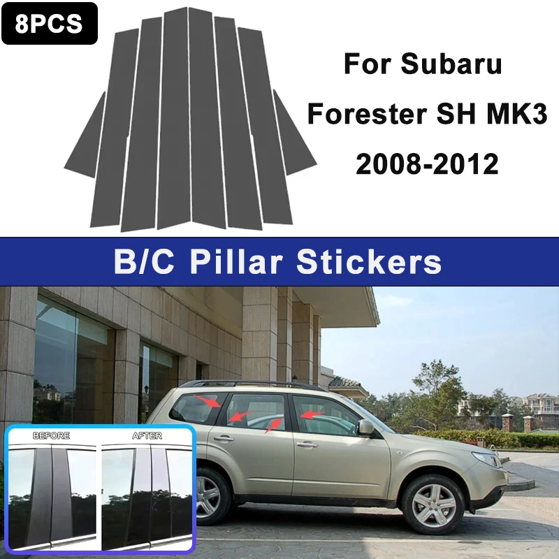 

For Subaru Forester SH MK3 2008-2012 Window B C Pillar Post Cover Trim Stickers Door Column Decorative Exterior Accessories