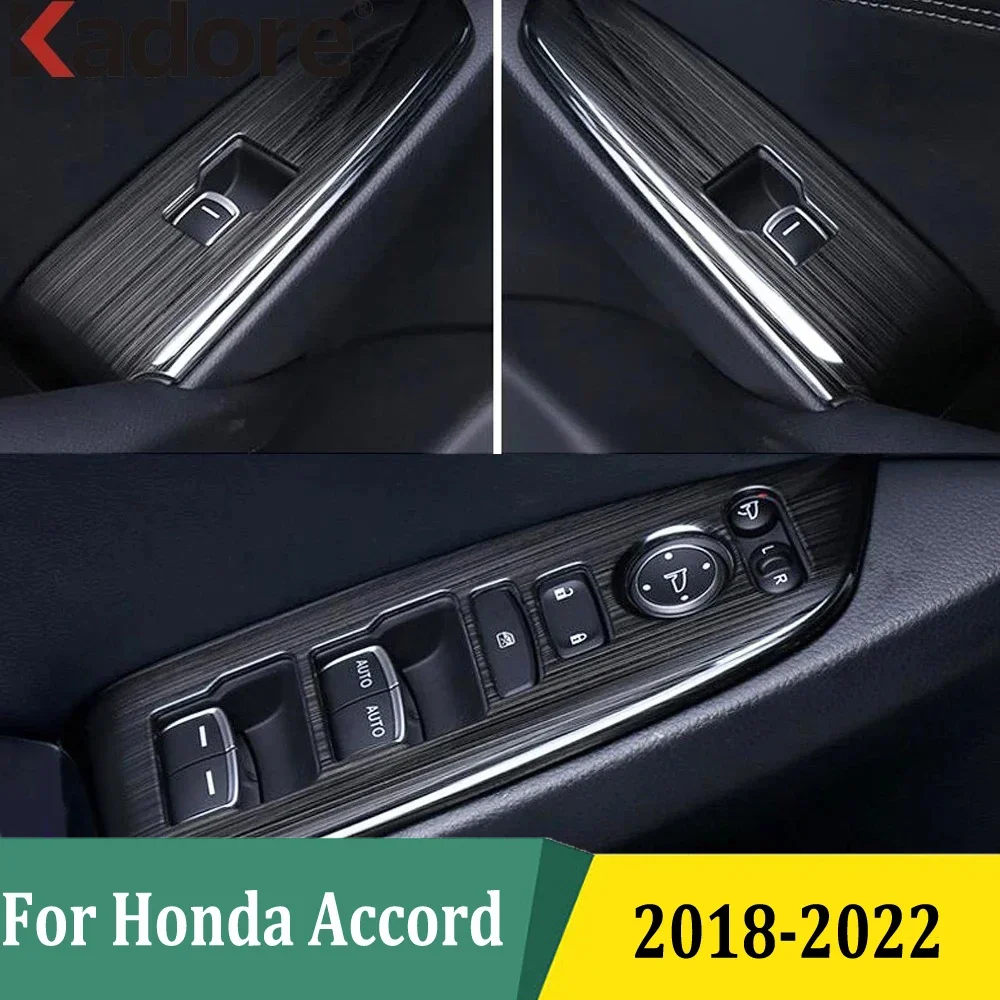 

Для Honda Accord 2018 2019 2020 2021 2022 10th дверной подлокотник, панель, рамка, кнопка подъема окна, крышка переключателя, накладка, автомобильные аксессуары