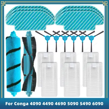 Kompatibel für Cecotec Conga 4090 4490 4690 5090 5490 6090, Ersatzteile, Zubehör, Rolle, Hauptseitenbürste, Hepa-Filter, Mopp-Lappen