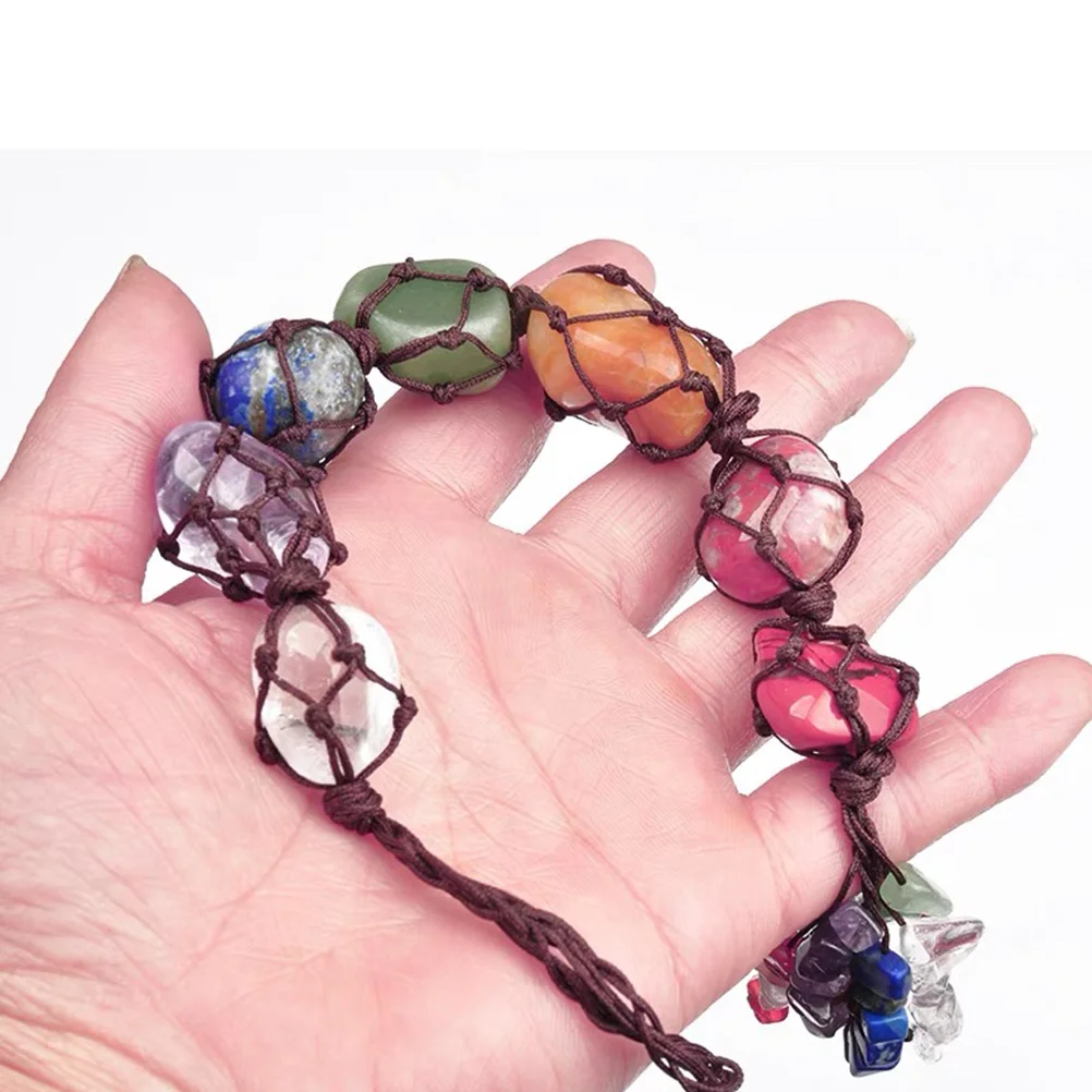 

Colorful Stone Car Hanging Decoration Natural Chakra Stones Vintage Key Bag Decor Accessories Creative Hanging Pendant