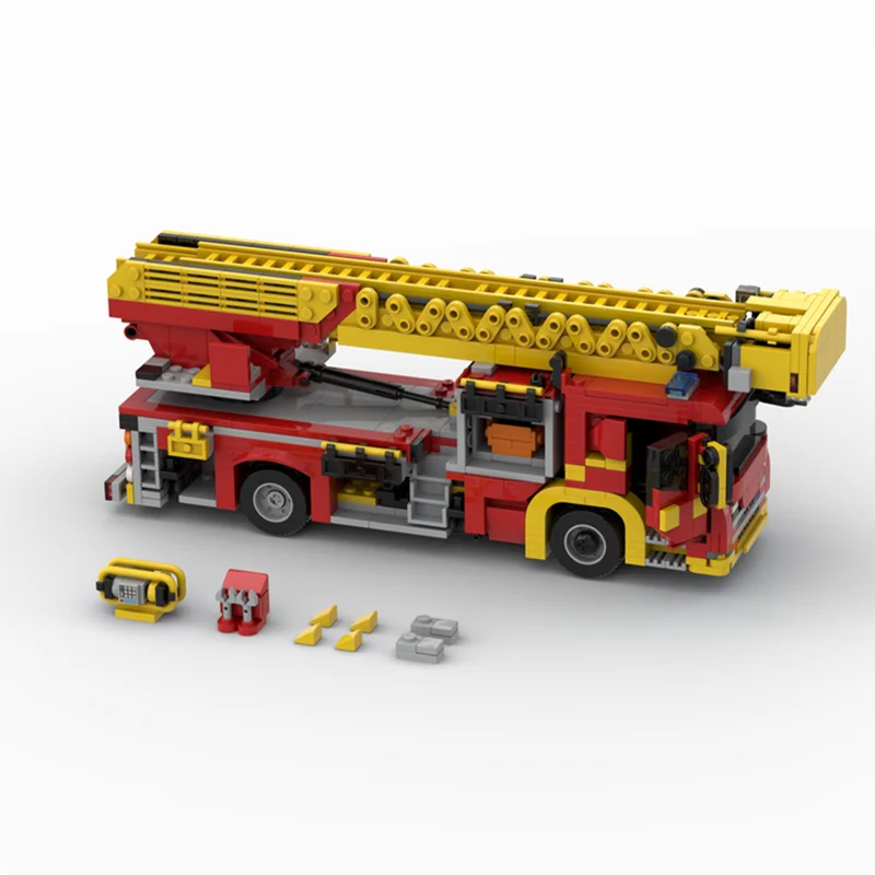 Veículo de combate a incêndio moc tijolos de construção londres brigada de incêndio lfb modelo tecnologia de construção bloco modular brinquedo diy presentes do feriado