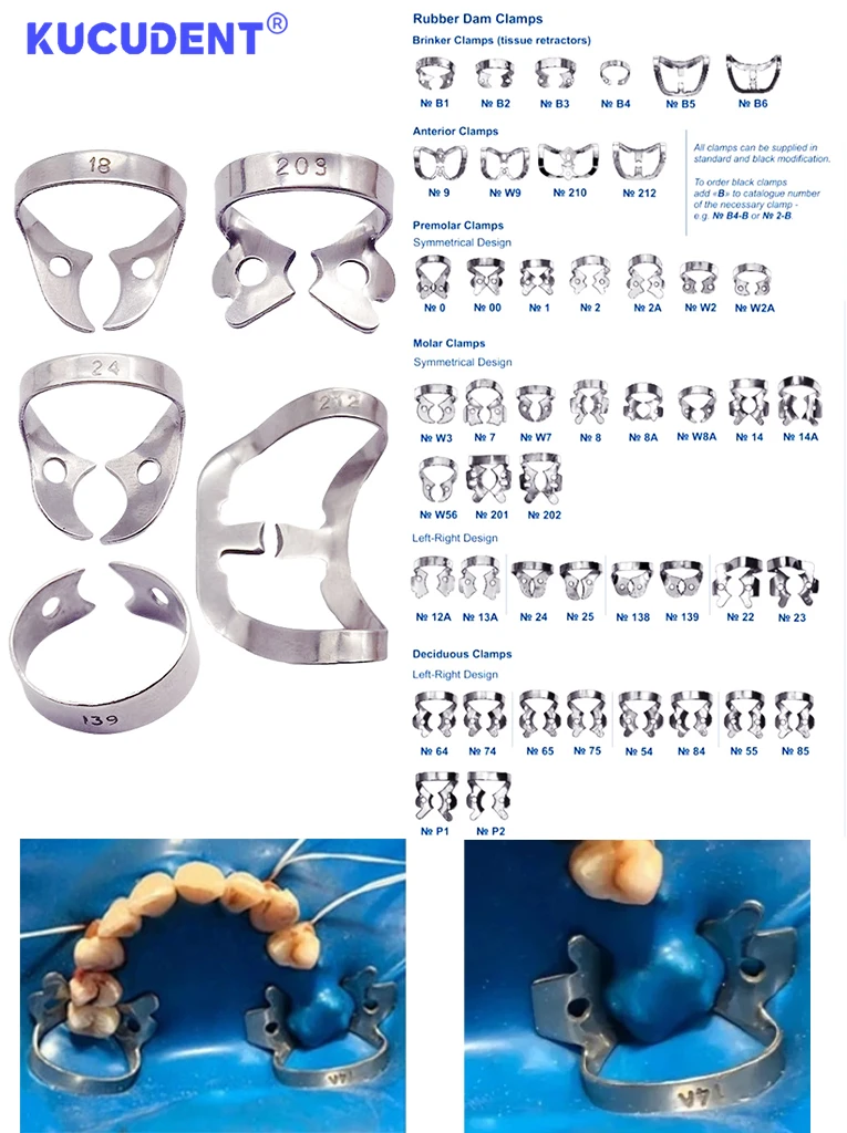 Dental Gummi Kofferdam Klemmen Edelstahl Endodontische Restorative Barriere Clip Rahmen Halter Molaren Zähne Mundpflege Materialien für die Mundpflege – Detail 5