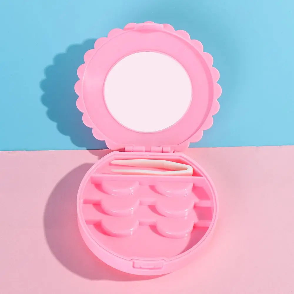 Beleza espelho caso rosa cílios organizador caixa de cílios postiços recipiente caixa ferramenta de maquiagem