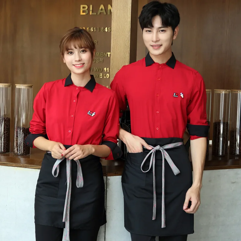 

Hotel Waiter Workwear Western Fast Food Uniform Catering Barbecue Hot Pot Restaurant Bread Baking Shop Lon