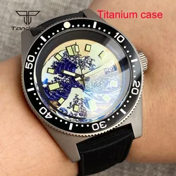 Tandorio 62mas Titanium Mechanical Dive Men's Automatic Watch 30atm Double Domed AR Sapphire 120 Clicks Bezel Date Lume Kanagawa