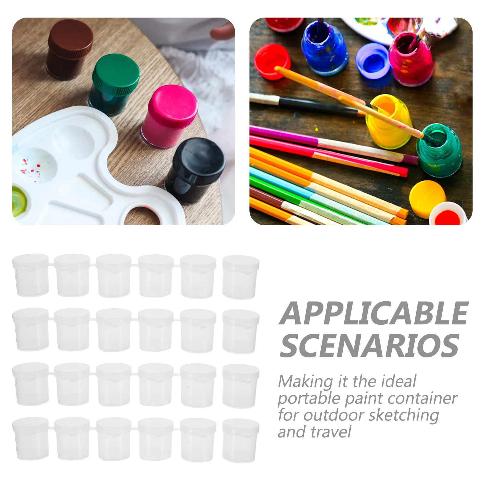 10pcs Mini Empty Paint Strips 15Ml Plastic Pigment Cups With Lids Storage Container For Craft Painting Travel Watercolor Box